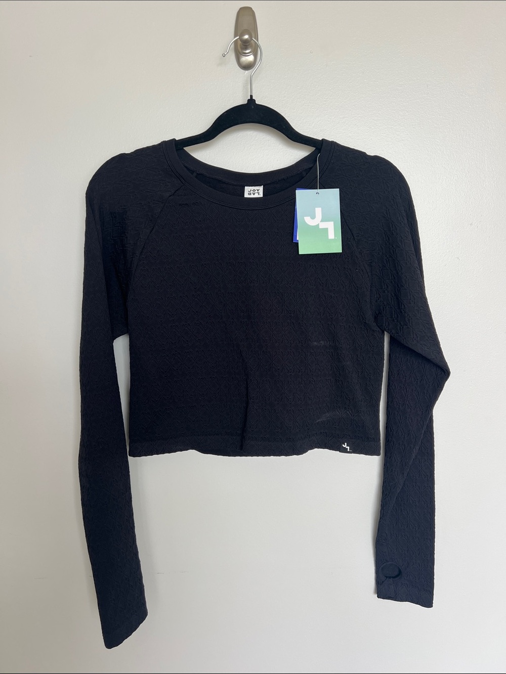 JoyLab Black Textured Long Sleeve Crop Top